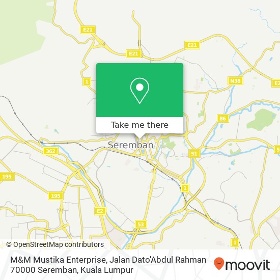 M&M Mustika Enterprise, Jalan Dato'Abdul Rahman 70000 Seremban map