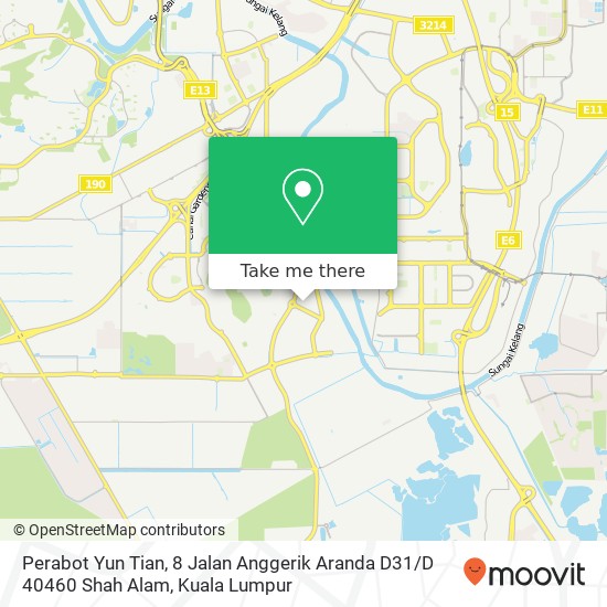 Peta Perabot Yun Tian, 8 Jalan Anggerik Aranda D31 / D 40460 Shah Alam