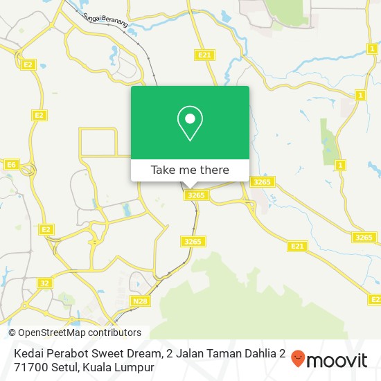 Peta Kedai Perabot Sweet Dream, 2 Jalan Taman Dahlia 2 71700 Setul