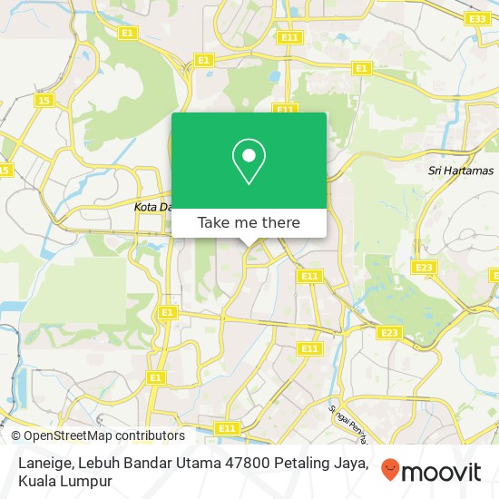 Peta Laneige, Lebuh Bandar Utama 47800 Petaling Jaya