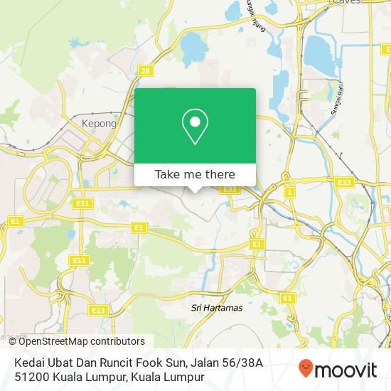 Peta Kedai Ubat Dan Runcit Fook Sun, Jalan 56 / 38A 51200 Kuala Lumpur