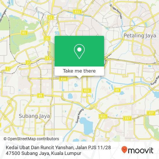 Peta Kedai Ubat Dan Runcit Yanshan, Jalan PJS 11 / 28 47500 Subang Jaya