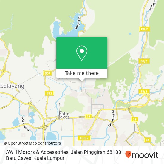 Peta AWH Motors & Accessories, Jalan Pinggiran 68100 Batu Caves