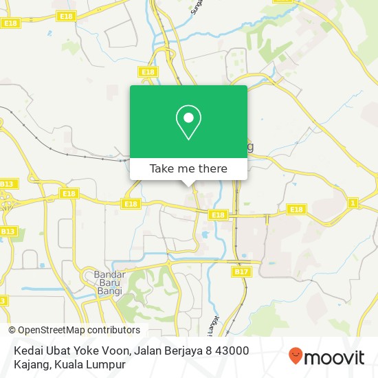 Peta Kedai Ubat Yoke Voon, Jalan Berjaya 8 43000 Kajang