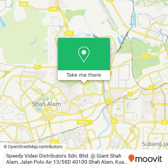 Speedy Video Distributors Sdn. Bhd. @ Giant Shah Alam, Jalan Polo Air 13 / 58D 40100 Shah Alam map