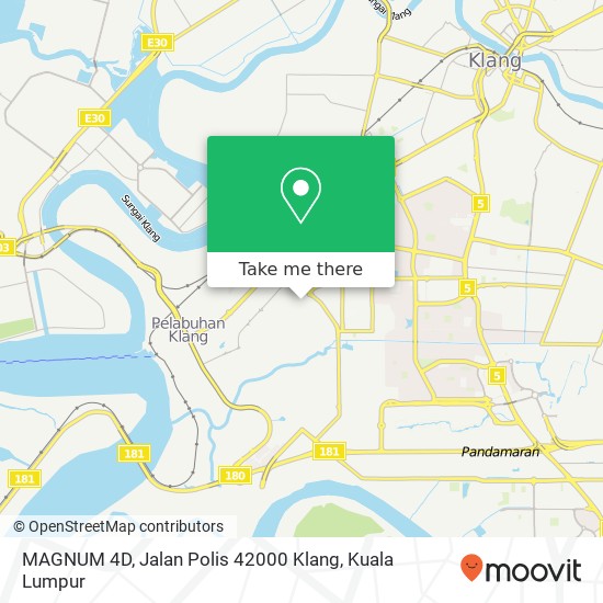 Peta MAGNUM 4D, Jalan Polis 42000 Klang