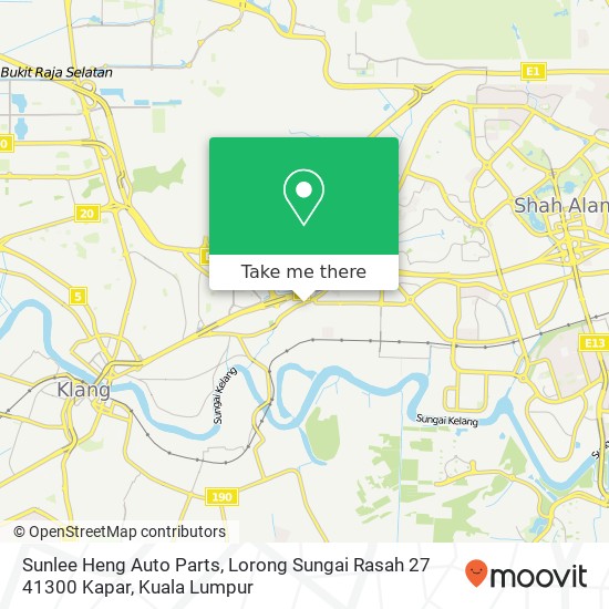 Peta Sunlee Heng Auto Parts, Lorong Sungai Rasah 27 41300 Kapar