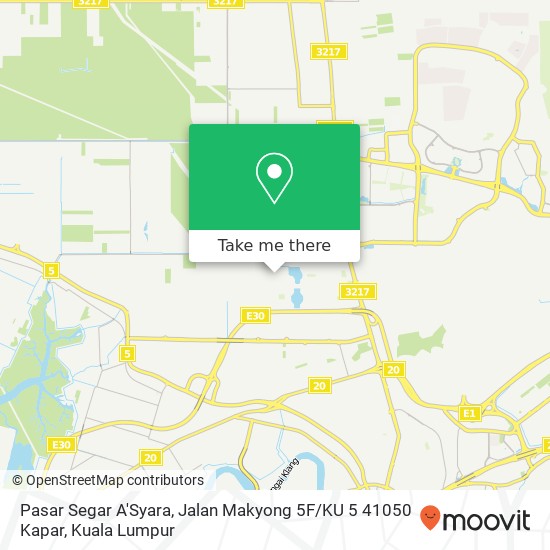 Pasar Segar A'Syara, Jalan Makyong 5F / KU 5 41050 Kapar map