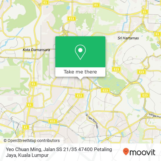 Peta Yeo Chuan Ming, Jalan SS 21 / 35 47400 Petaling Jaya