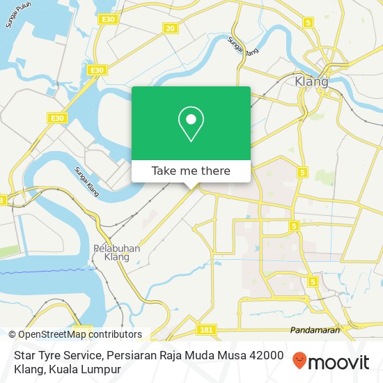 Peta Star Tyre Service, Persiaran Raja Muda Musa 42000 Klang