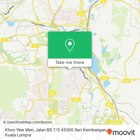 Peta Khoo Yew Wen, Jalan BS 7 / 5 43300 Seri Kembangan