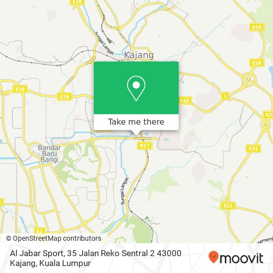 Al Jabar Sport, 35 Jalan Reko Sentral 2 43000 Kajang map