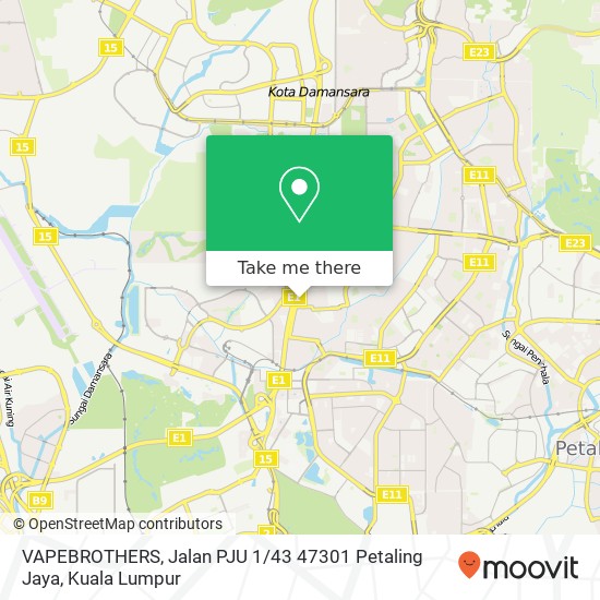 Peta VAPEBROTHERS, Jalan PJU 1 / 43 47301 Petaling Jaya