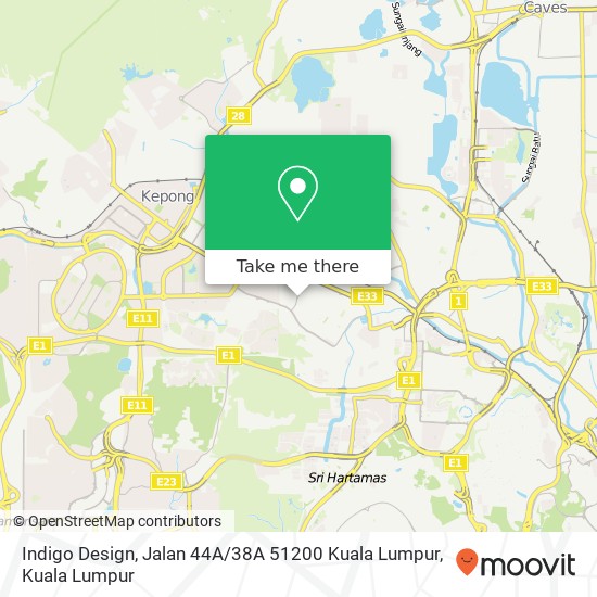 Peta Indigo Design, Jalan 44A / 38A 51200 Kuala Lumpur