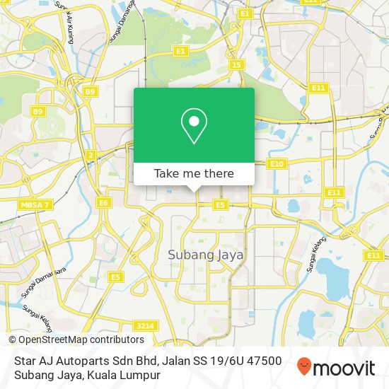 Star AJ Autoparts Sdn Bhd, Jalan SS 19 / 6U 47500 Subang Jaya map