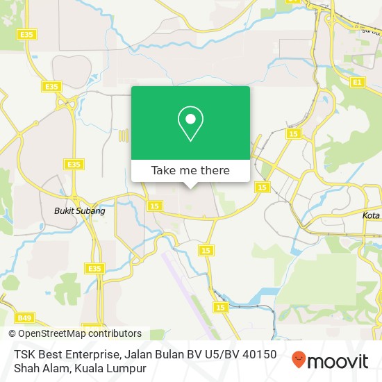 TSK Best Enterprise, Jalan Bulan BV U5 / BV 40150 Shah Alam map