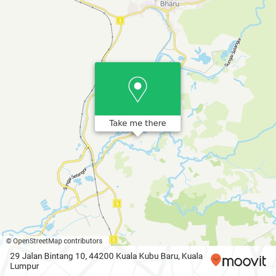 Peta 29 Jalan Bintang 10, 44200 Kuala Kubu Baru