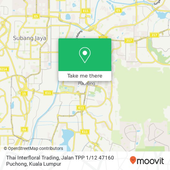 Peta Thai Interfloral Trading, Jalan TPP 1 / 12 47160 Puchong
