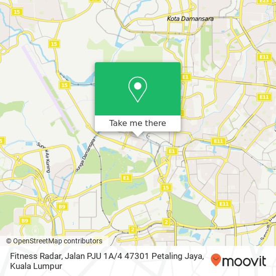 Peta Fitness Radar, Jalan PJU 1A / 4 47301 Petaling Jaya