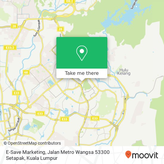 Peta E-Save Marketing, Jalan Metro Wangsa 53300 Setapak