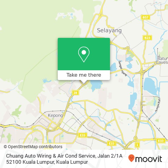 Peta Chuang Auto Wiring & Air Cond Service, Jalan 2 / 1A 52100 Kuala Lumpur
