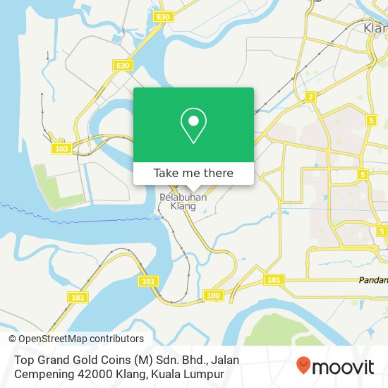 Peta Top Grand Gold Coins (M) Sdn. Bhd., Jalan Cempening 42000 Klang