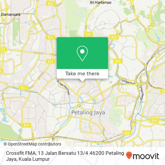 Peta Crossfit FMA, 13 Jalan Bersatu 13 / 4 46200 Petaling Jaya