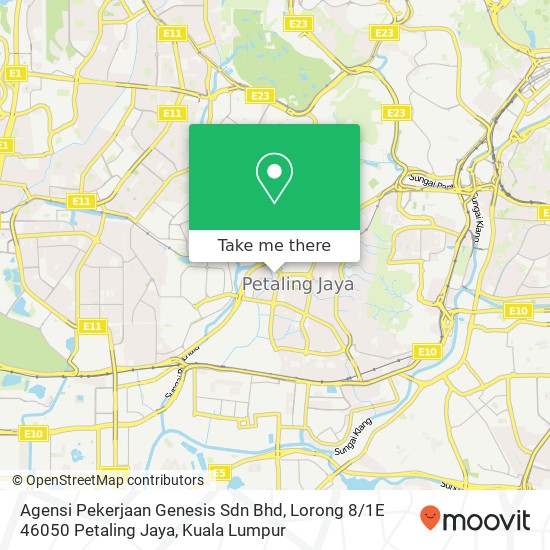 Peta Agensi Pekerjaan Genesis Sdn Bhd, Lorong 8 / 1E 46050 Petaling Jaya