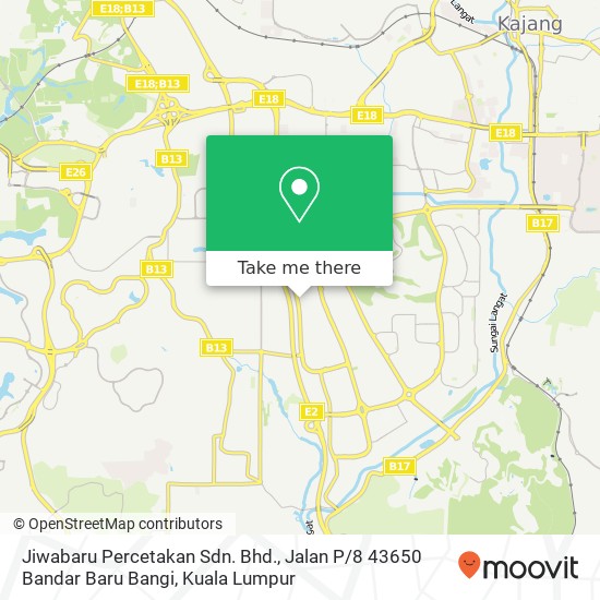 Jiwabaru Percetakan Sdn. Bhd., Jalan P / 8 43650 Bandar Baru Bangi map