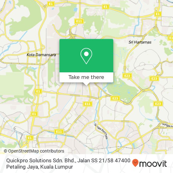 Peta Quickpro Solutions Sdn. Bhd., Jalan SS 21 / 58 47400 Petaling Jaya