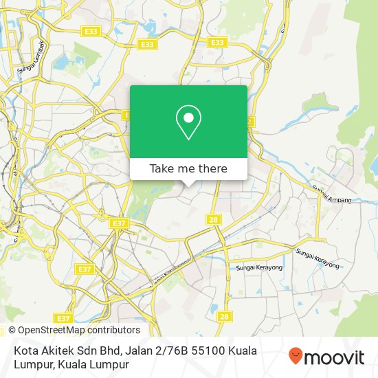 Peta Kota Akitek Sdn Bhd, Jalan 2 / 76B 55100 Kuala Lumpur