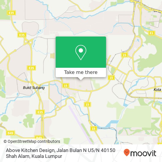 Peta Above Kitchen Design, Jalan Bulan N U5 / N 40150 Shah Alam