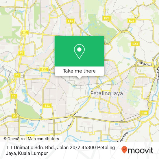 Peta T T Unimatic Sdn. Bhd., Jalan 20 / 2 46300 Petaling Jaya