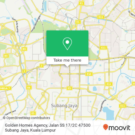 Peta Golden Homes Agency, Jalan SS 17 / 2C 47500 Subang Jaya