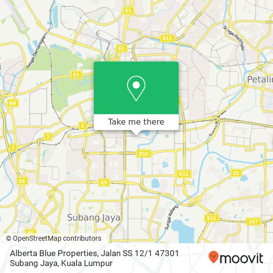 Peta Alberta Blue Properties, Jalan SS 12 / 1 47301 Subang Jaya