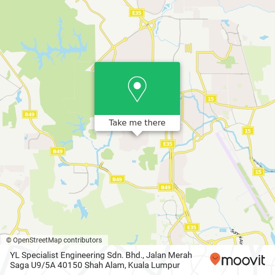 Peta YL Specialist Engineering Sdn. Bhd., Jalan Merah Saga U9 / 5A 40150 Shah Alam