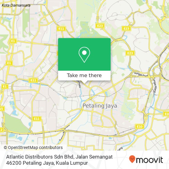 Peta Atlantic Distributors Sdn Bhd, Jalan Semangat 46200 Petaling Jaya