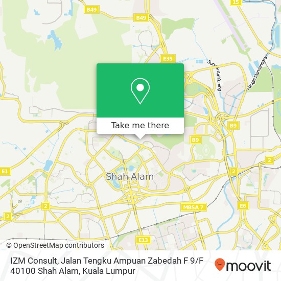 Peta IZM Consult, Jalan Tengku Ampuan Zabedah F 9 / F 40100 Shah Alam