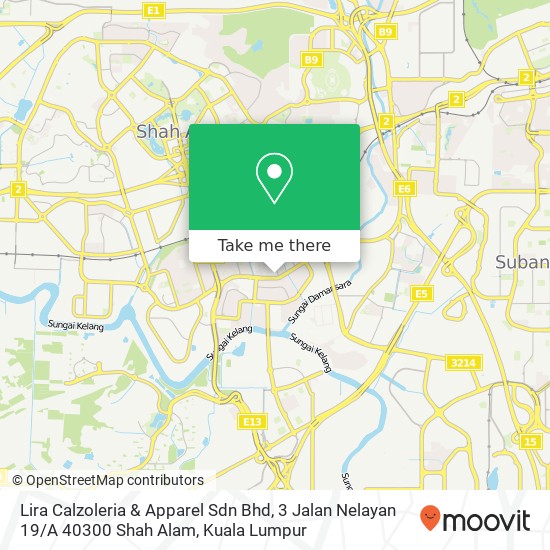 Peta Lira Calzoleria & Apparel Sdn Bhd, 3 Jalan Nelayan 19 / A 40300 Shah Alam