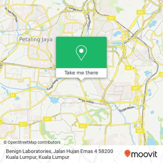Benign Laboratories, Jalan Hujan Emas 4 58200 Kuala Lumpur map