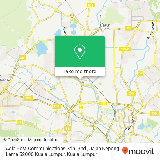 Asia Best Communications Sdn. Bhd., Jalan Kepong Lama 52000 Kuala Lumpur map