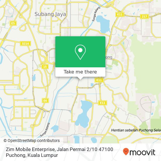 Peta Zim Mobile Enterprise, Jalan Permai 2 / 10 47100 Puchong