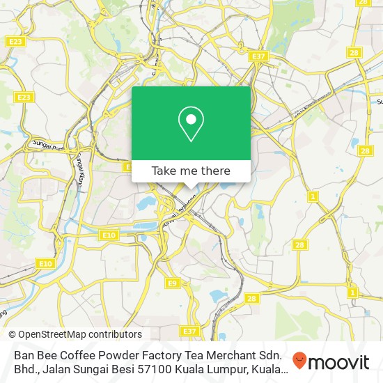 Ban Bee Coffee Powder Factory Tea Merchant Sdn. Bhd., Jalan Sungai Besi 57100 Kuala Lumpur map