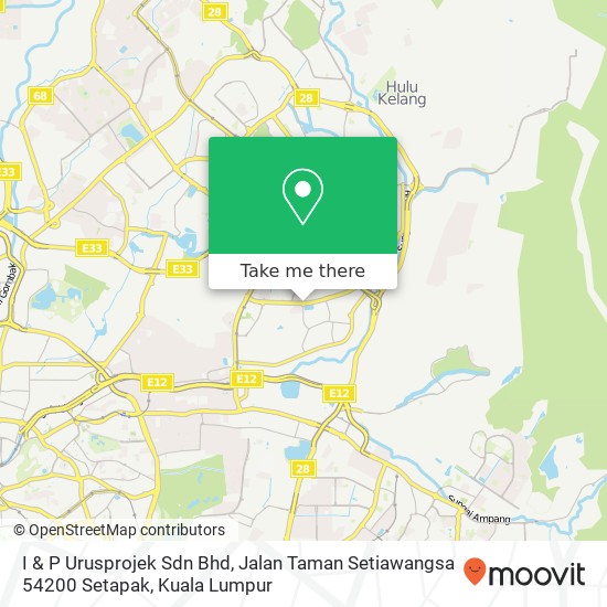 Peta I & P Urusprojek Sdn Bhd, Jalan Taman Setiawangsa 54200 Setapak