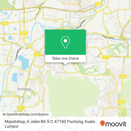 Peta Mypetshop, 6 Jalan BK 5 / 2 47180 Puchong
