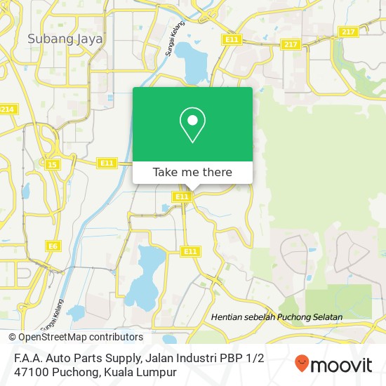 Peta F.A.A. Auto Parts Supply, Jalan Industri PBP 1 / 2 47100 Puchong