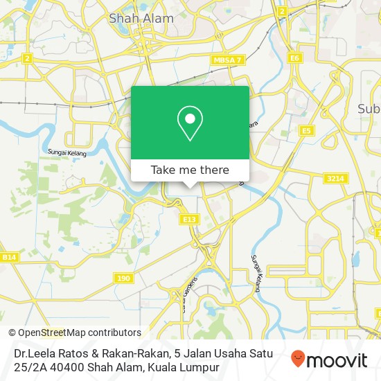 Dr.Leela Ratos & Rakan-Rakan, 5 Jalan Usaha Satu 25 / 2A 40400 Shah Alam map