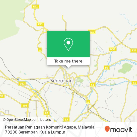 Persatuan Penjagaan Komuniti Agape, Malaysia, 70200 Seremban map