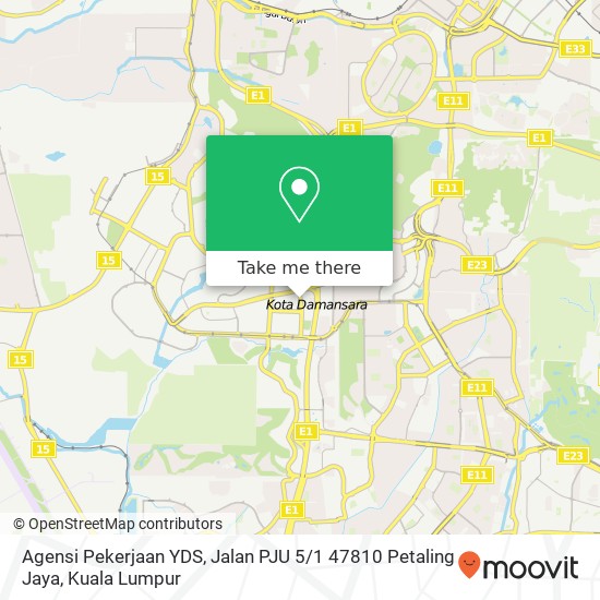 Peta Agensi Pekerjaan YDS, Jalan PJU 5 / 1 47810 Petaling Jaya