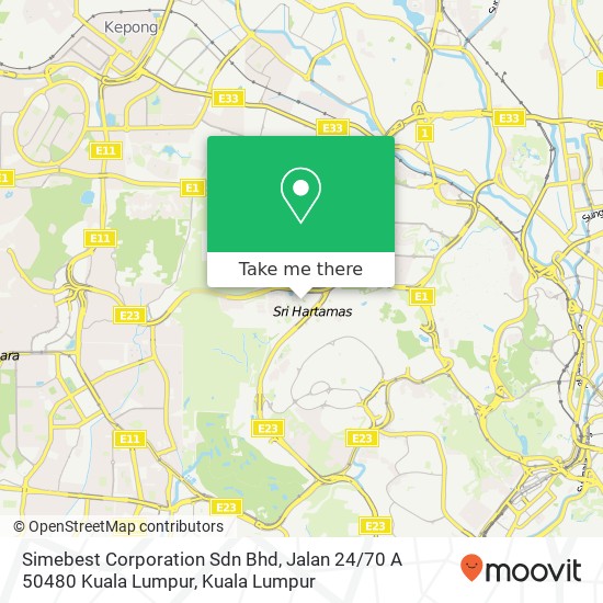 Simebest Corporation Sdn Bhd, Jalan 24 / 70 A 50480 Kuala Lumpur map